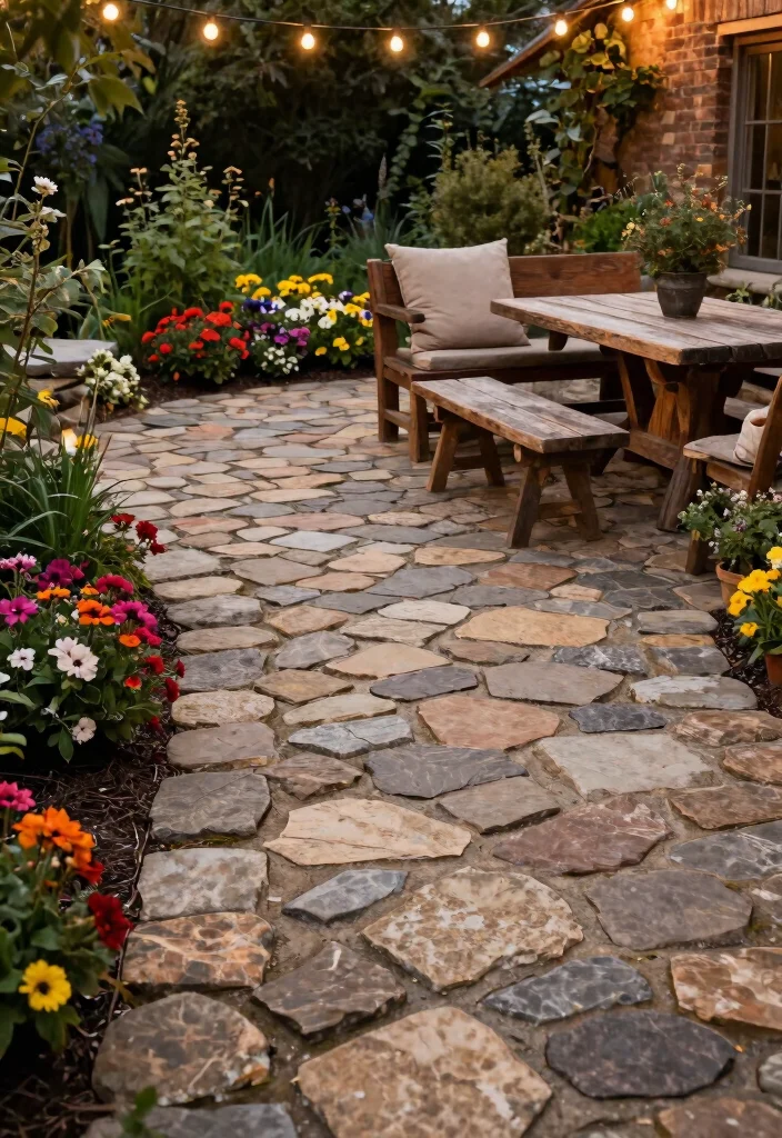 16 Interlock Patio Patterns for Budget-Conscious Owners - 4. Rustic Cobblestone 1