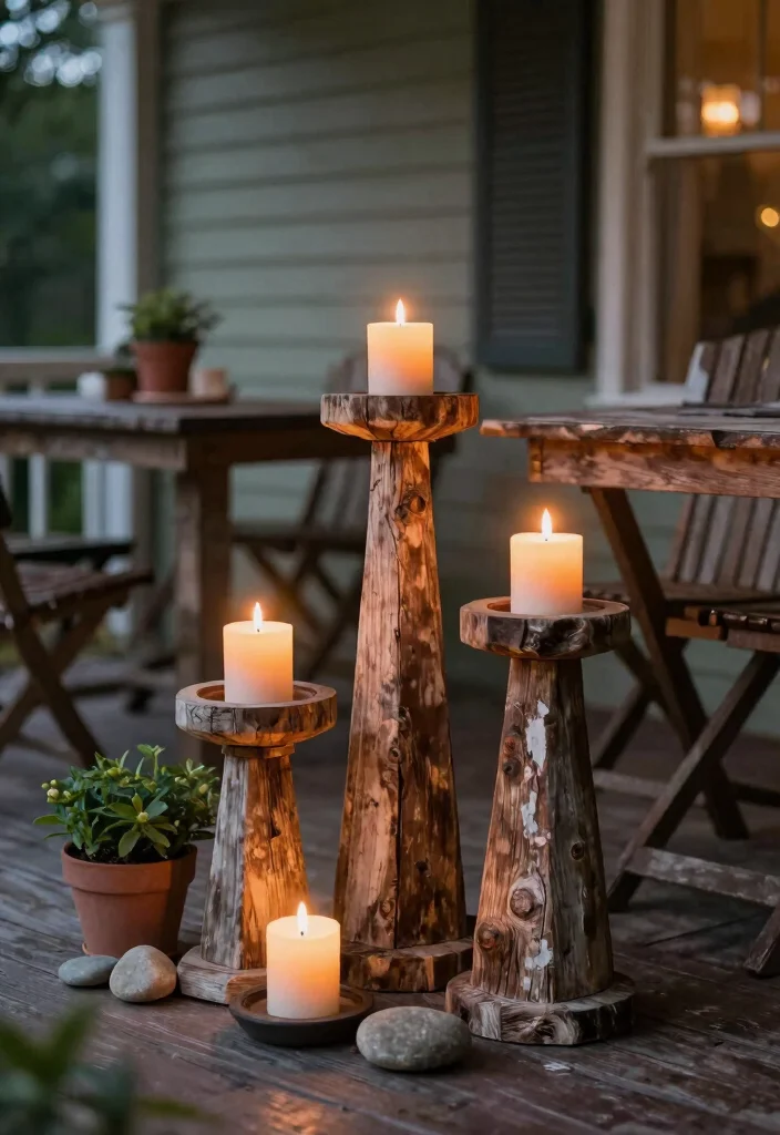 16 Rustic Lighting Fixtures for Porch Gatherers - 4. Reclaimed Wood Candles 1