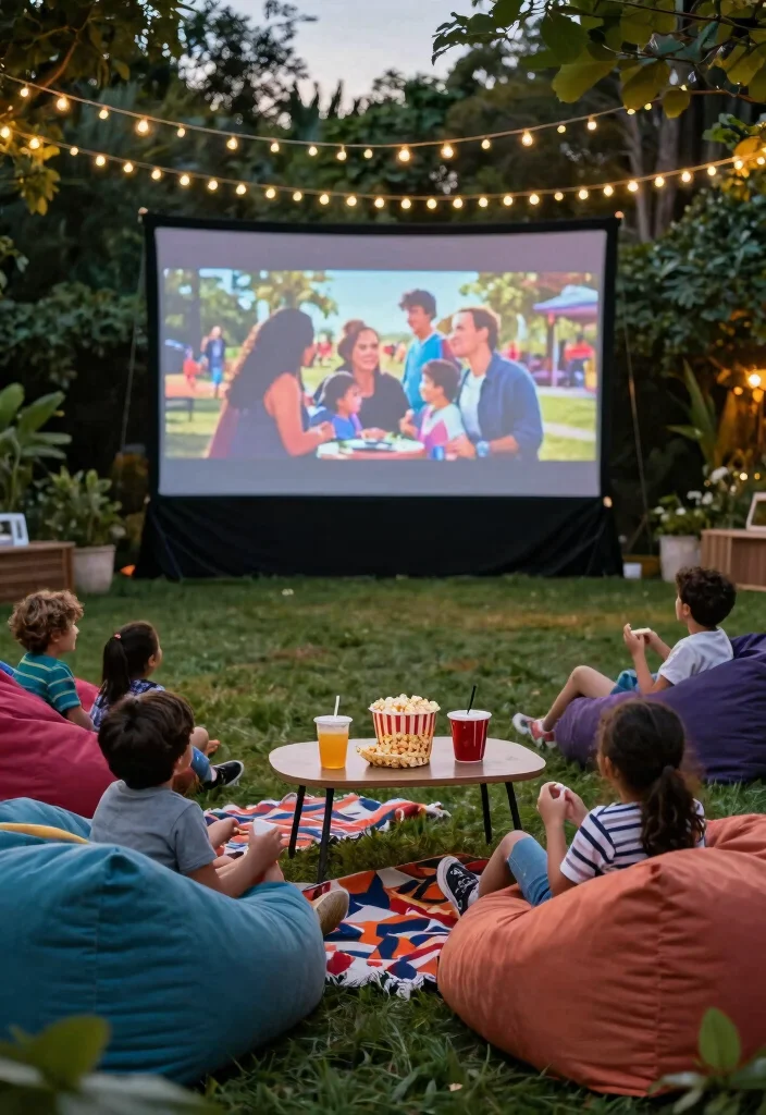 16 Safe Backyard Setups Every Parent Needs - 14. Outdoor Movie Space 1