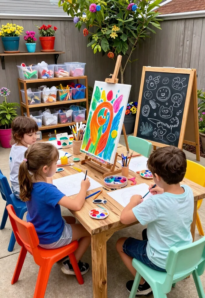 16 Safe Backyard Setups Every Parent Needs - 6. Art and Craft Stations 1