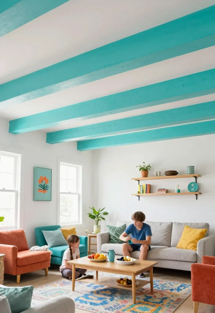 17 Faux Beam Tricks for Exposed Ceiling Lovers - 11. Play with Color 1