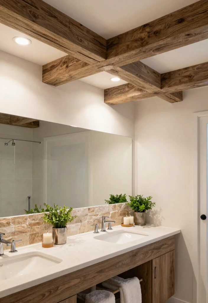 17 Faux Beam Tricks for Exposed Ceiling Lovers - 14. Showcase in the Bathroom 1
