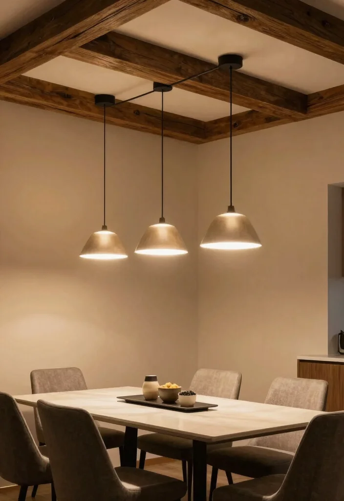 17 Faux Beam Tricks for Exposed Ceiling Lovers - 6. Integrate with Lighting 1