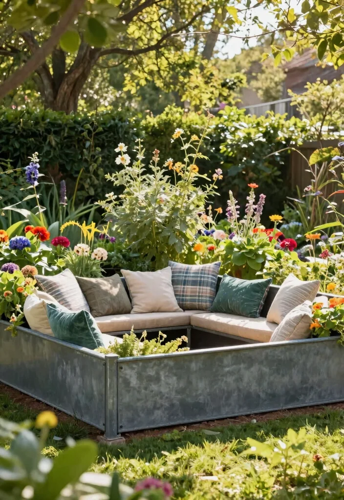 17 Steel Garden Beds for Vegetable-Growing Homeowners - 12. Steel Raised Beds with Built-In Seating 1