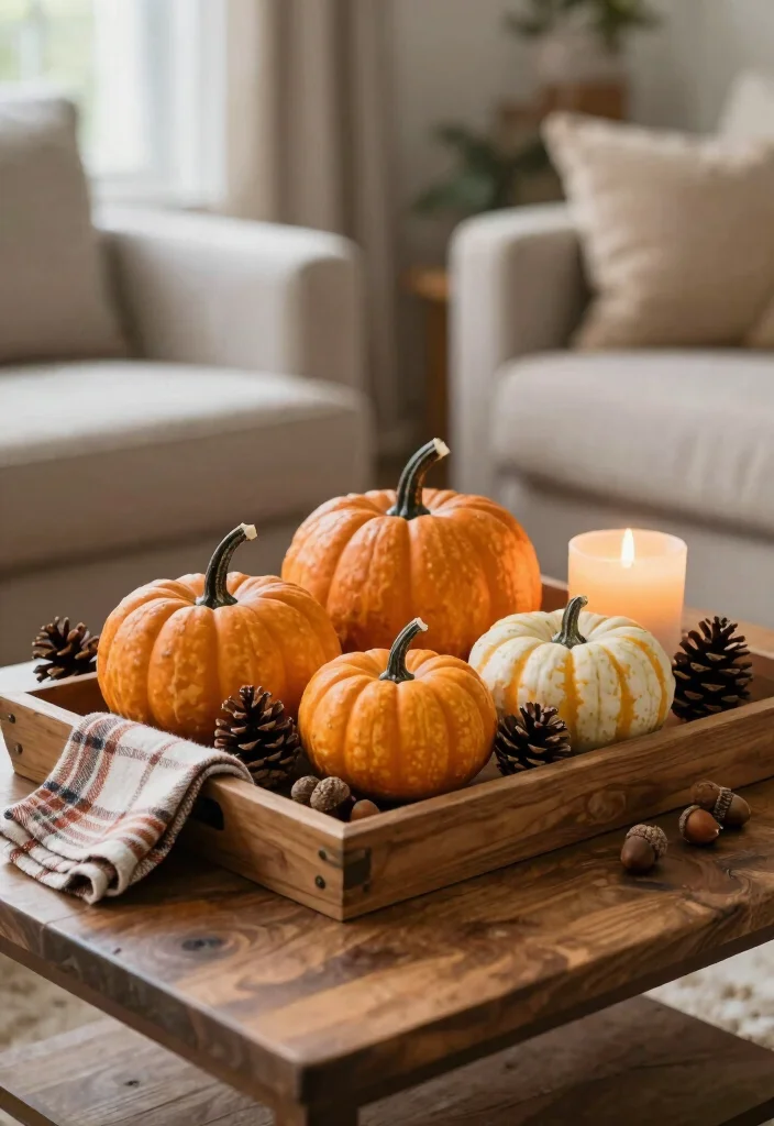 17 Styled Trays for Coffee Table Decorators - 1. Pumpkin Patch Charm 1