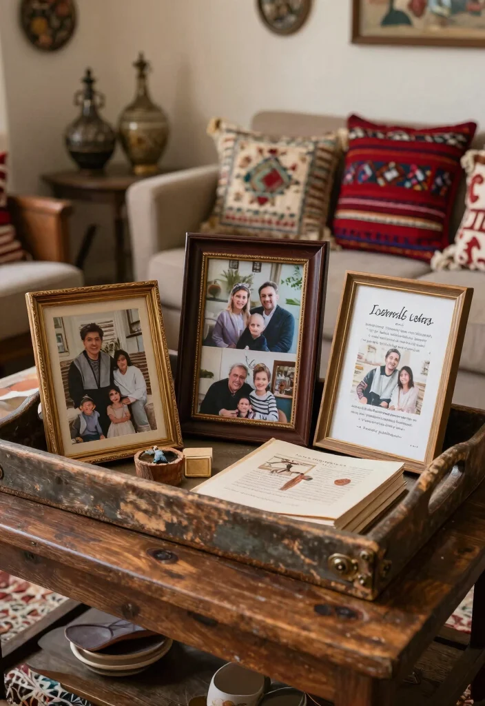 17 Styled Trays for Coffee Table Decorators - 12. Family Heritage 1