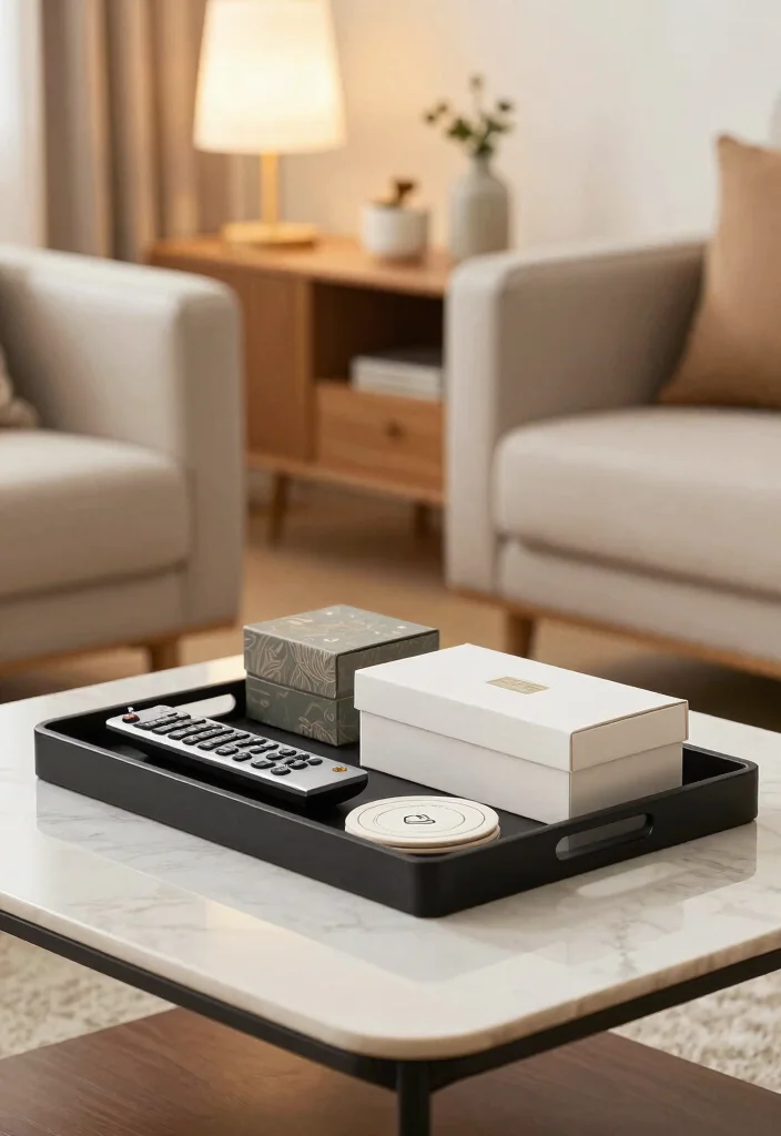 17 Styled Trays for Coffee Table Decorators - 15. Functional Arrangements 1