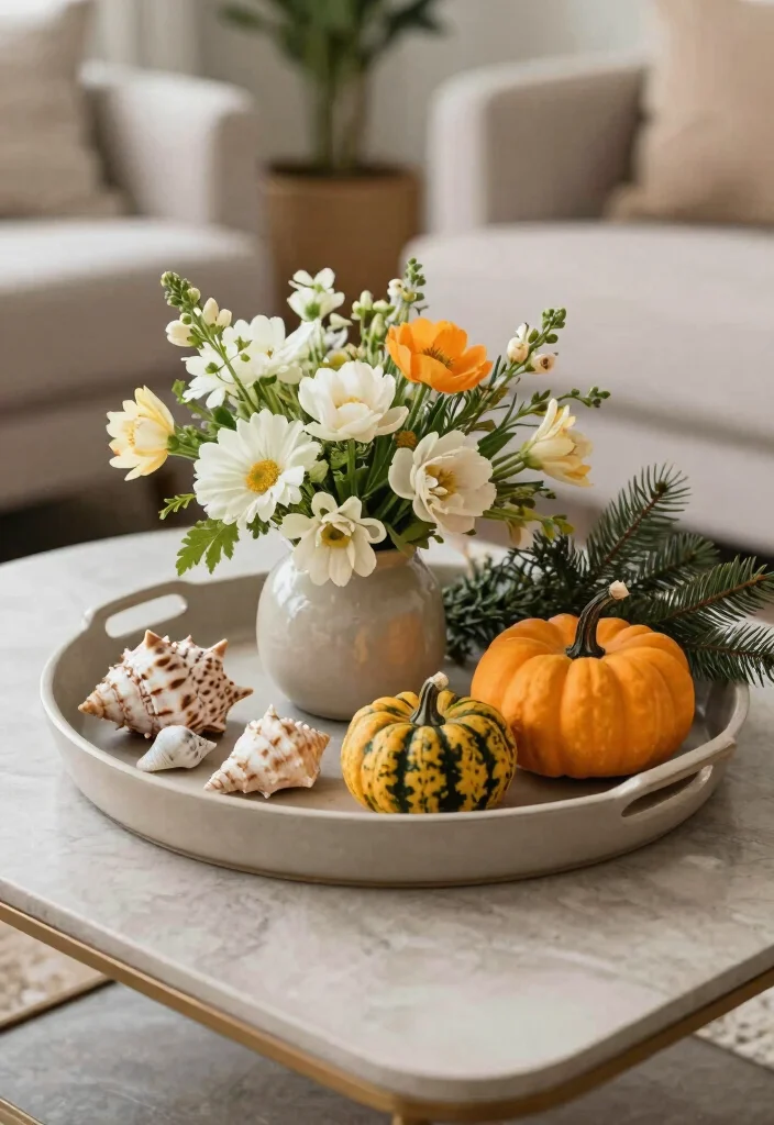 17 Styled Trays for Coffee Table Decorators - 16. Seasonal Transition. 1