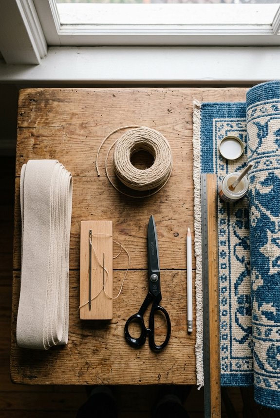 binding materials and tools organized
