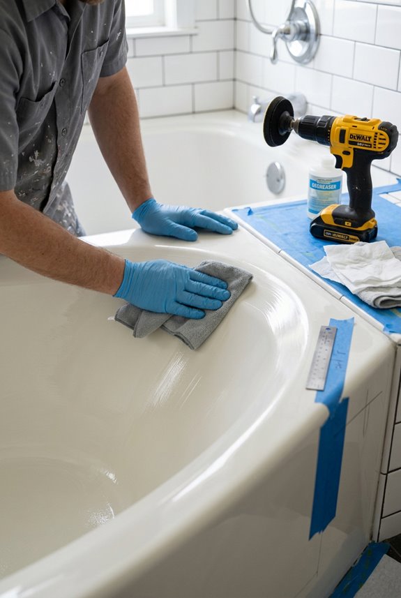 clean degrease tub surface thoroughly