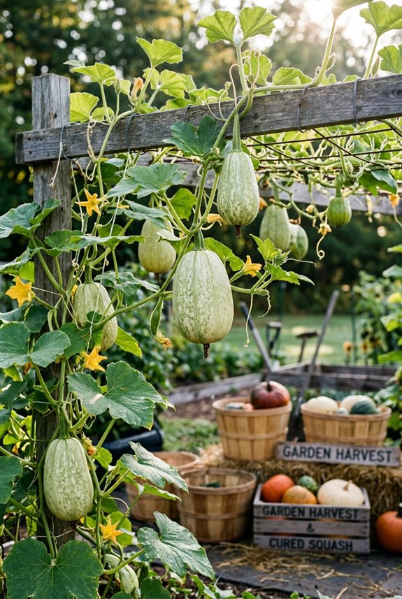 harvestable trellised squash storage tips