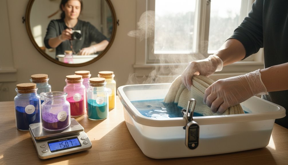 mix dye with boiling water thoroughly