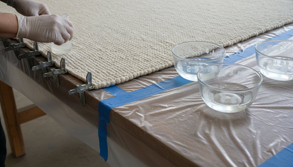 prepare rug vacuum dampen dye