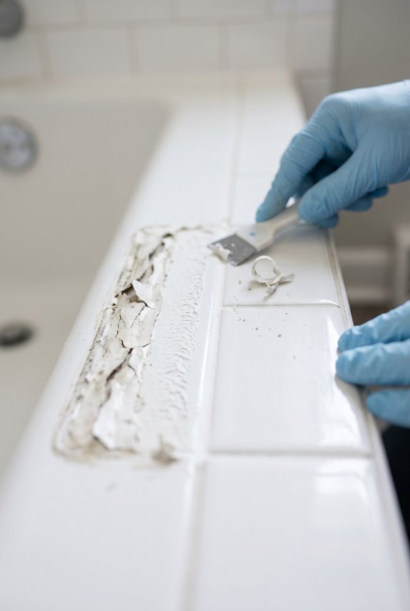 remove old caulk mask sand tub