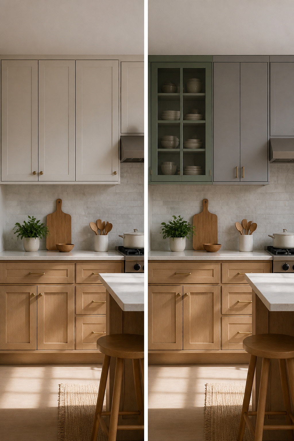 20 Upper Kitchen Cabinet Ideas: Color, Style & Storage for 2026 12 Salvaged upper cabinets paired with newer cabinetry in a kitchen.
