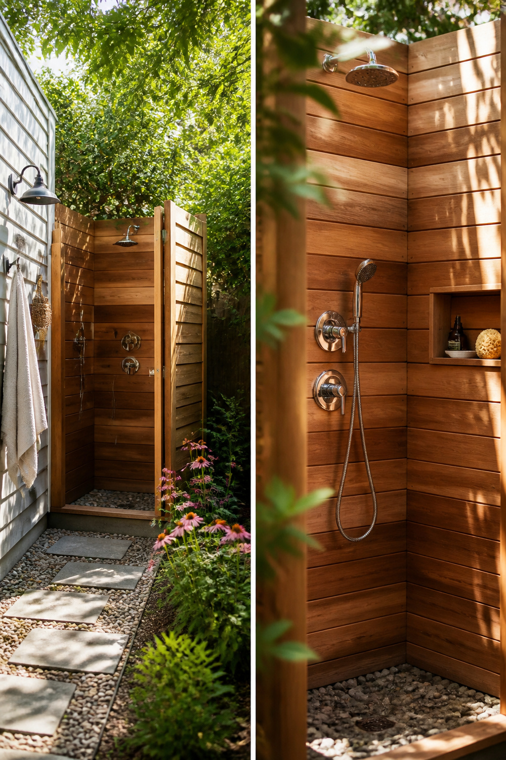 12 Small Backyard Ideas to Stretch Every Square Foot in 2026 15 Simple outdoor shower setup in a small backyard.