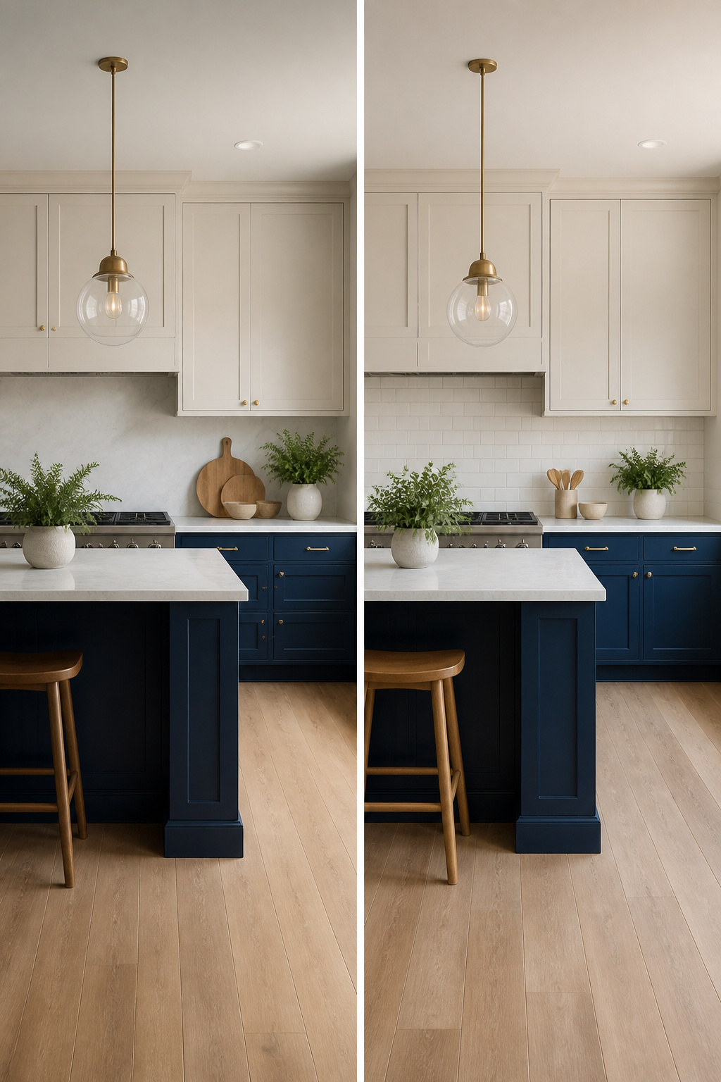 20 Convenient Kitchen Ideas for a Smarter 2026 Remodel 16 Kitchen with navy lower cabinets and warm white upper cabinets.