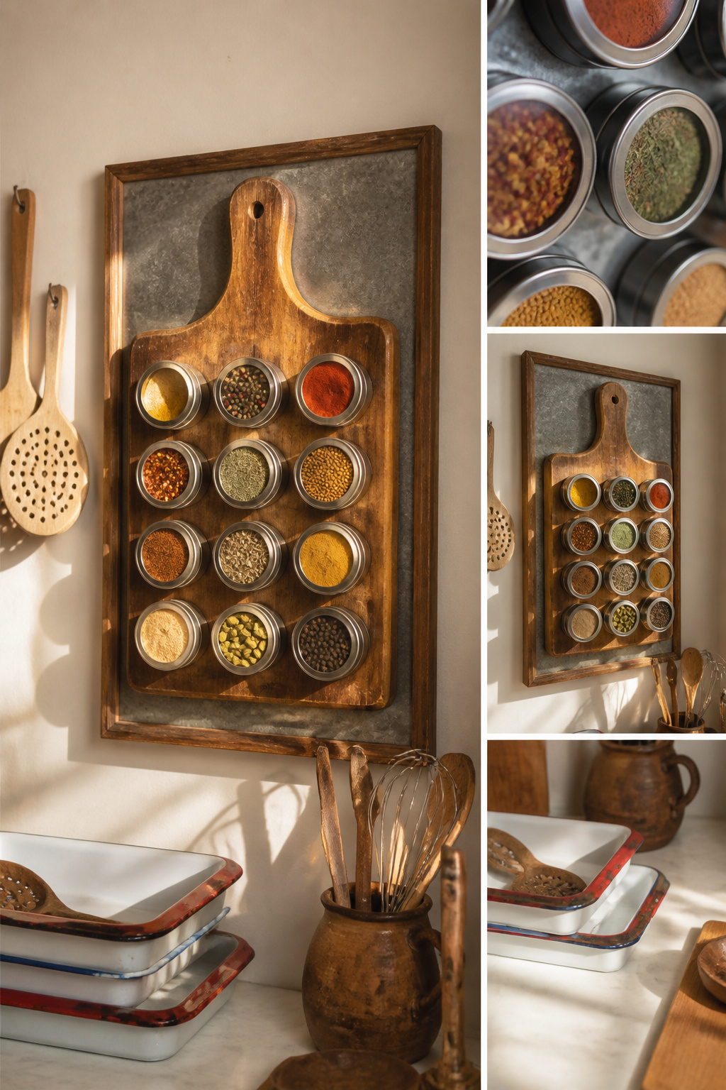12 Kitchen Spice Rack Ideas to Organize Your Counter or Wall (2026) 16 A collection of repurposed materials used for spice storage.