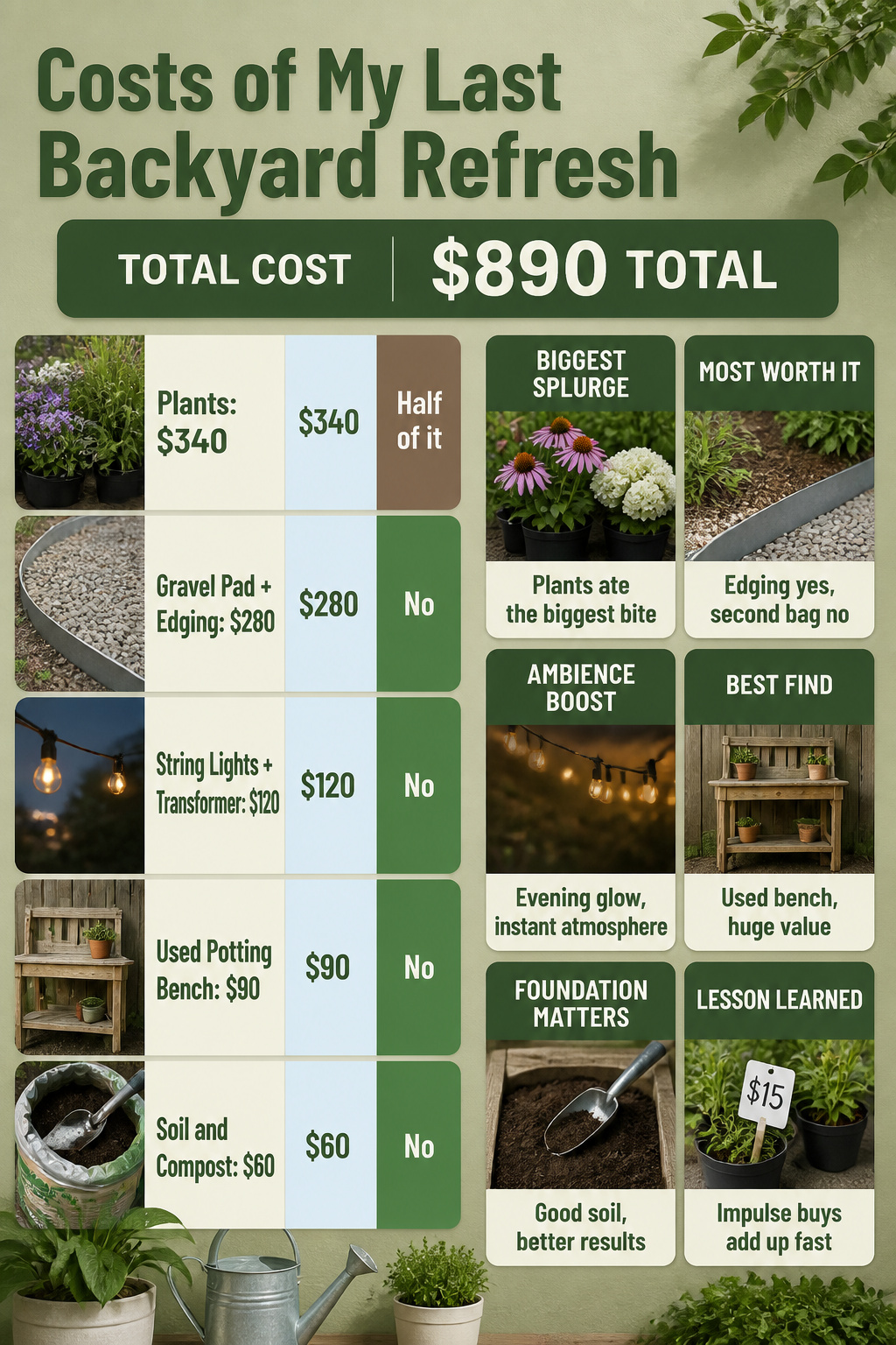 12 Small Backyard Ideas to Stretch Every Square Foot in 2026 17 Cost breakdown for a backyard refresh project.
