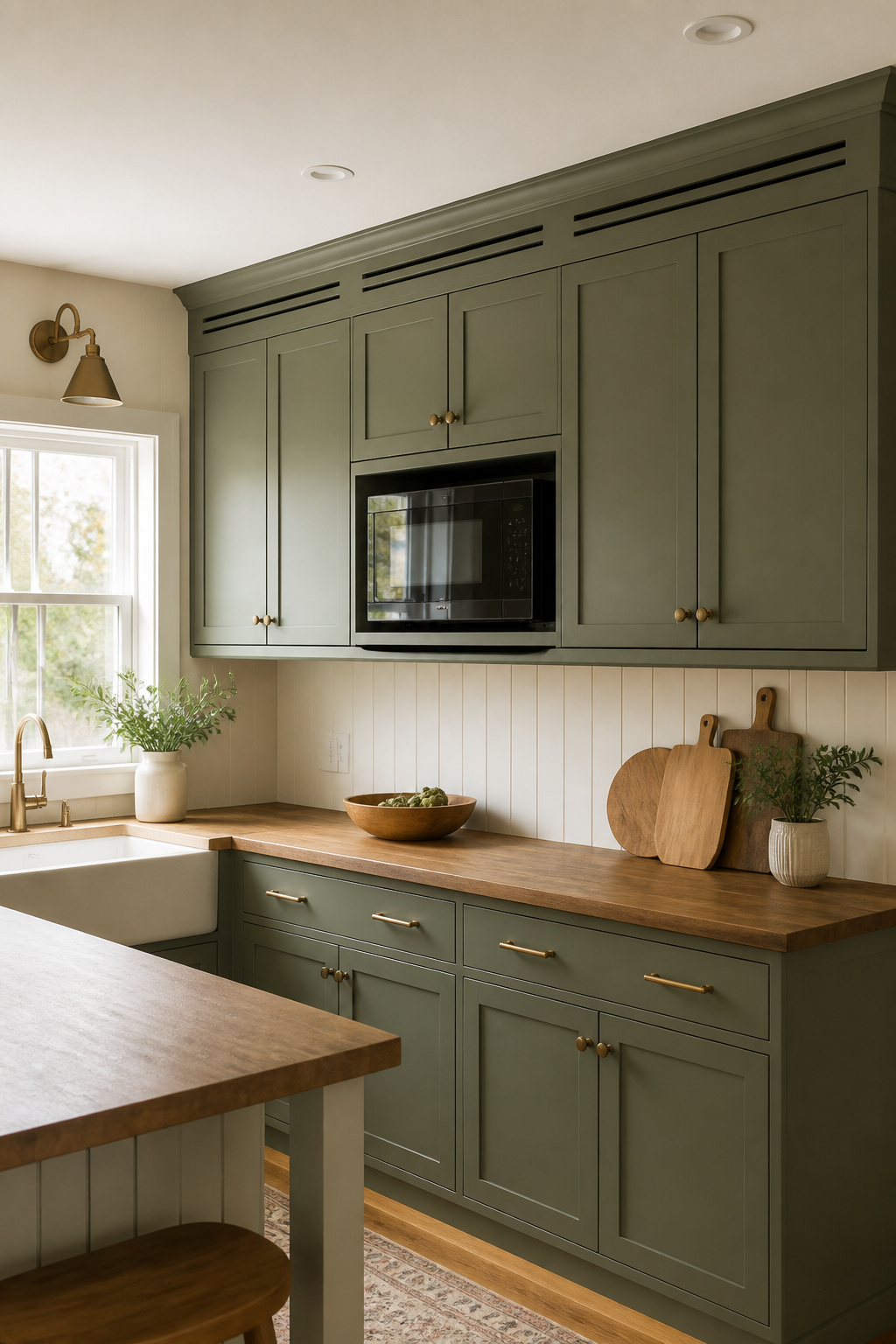20 Upper Kitchen Cabinet Ideas: Color, Style & Storage for 2026 17 Vented upper cabinets designed for appliance storage in a kitchen.