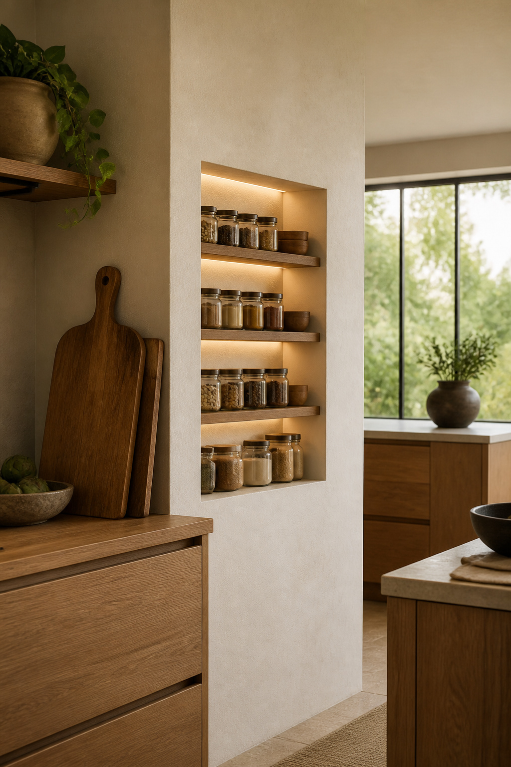 20 Convenient Kitchen Ideas for a Smarter 2026 Remodel 18 Recessed wall niche displaying neatly arranged spices.