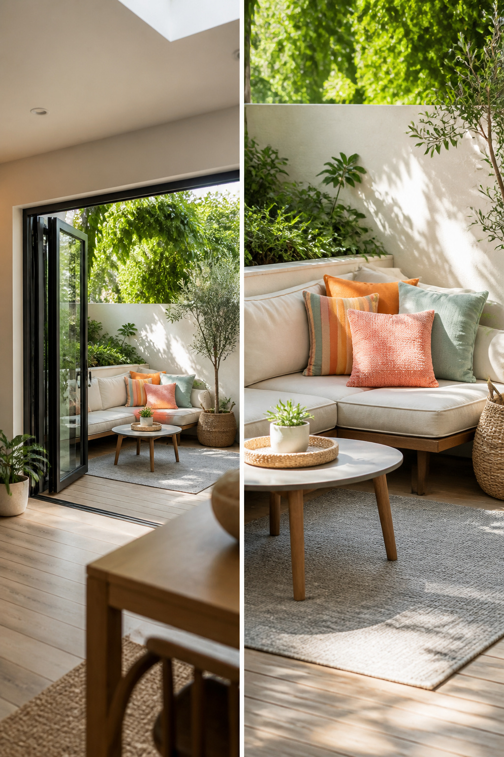 12 Small Backyard Ideas to Stretch Every Square Foot in 2026 4 Patio with flooring that matches indoor living space.