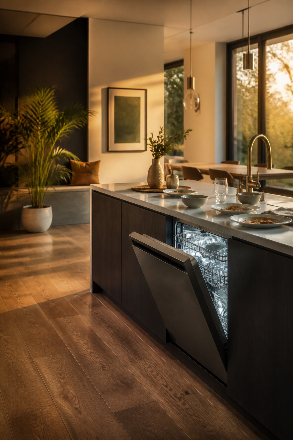 15 Smart Kitchen Design Ideas That Add Real Function for 2026 6 A modern dishwasher showcasing a clean and organized kitchen.
