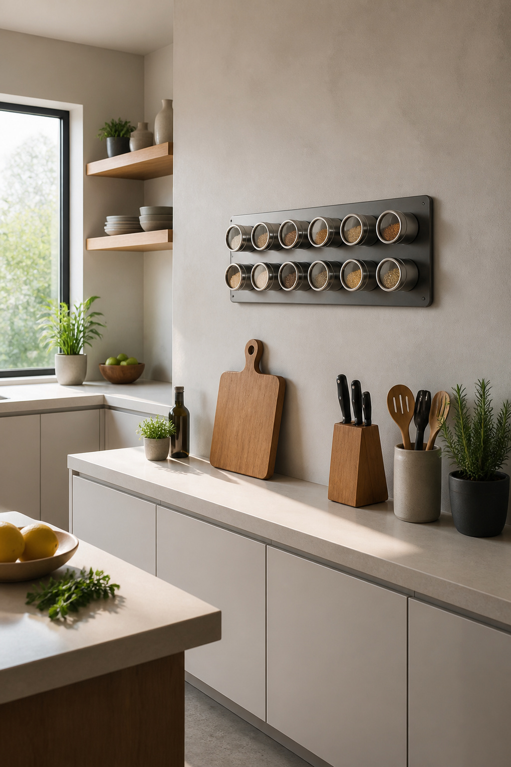 12 Kitchen Spice Rack Ideas to Organize Your Counter or Wall (2026) 7 Small spice jars with metal bases attached to a magnetic wall rack.