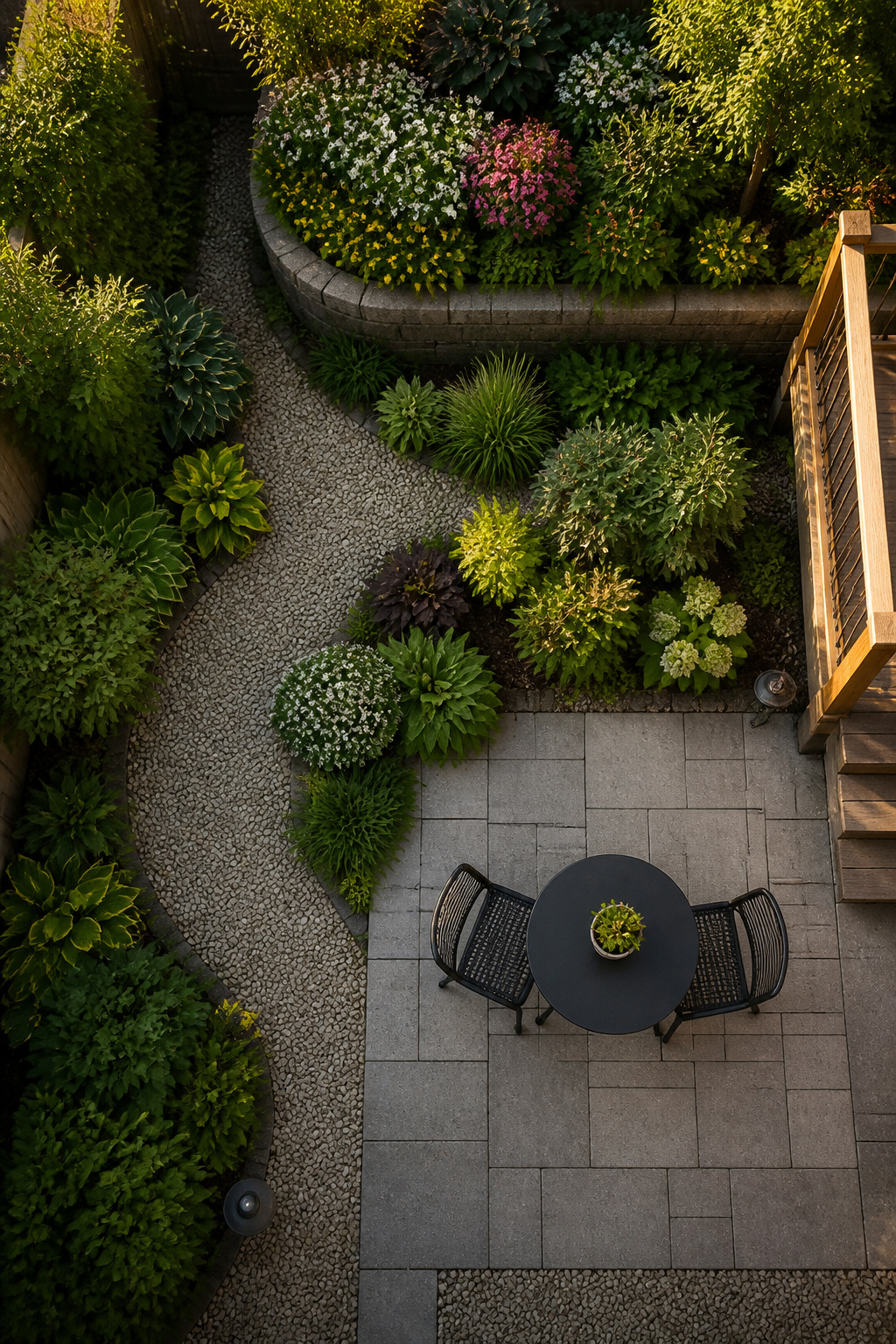 12 Small Backyard Ideas to Stretch Every Square Foot in 2026 8 Three distinct zones in a compact backyard with different surfaces.