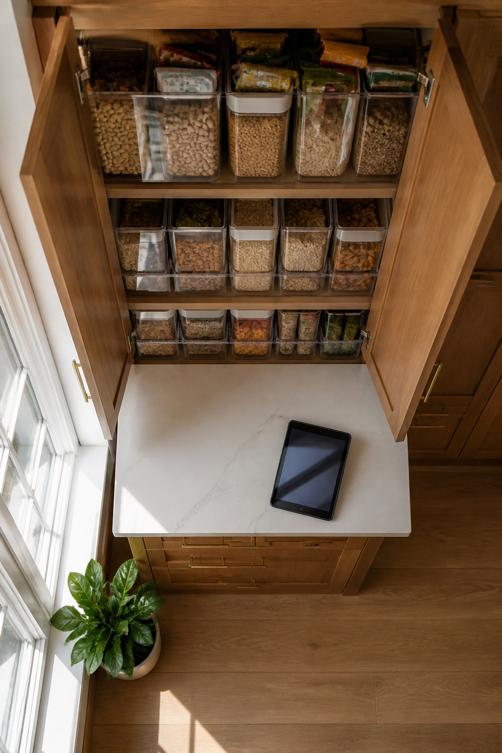 15 Smart Kitchen Design Ideas That Add Real Function for 2026 9 A smart pantry system with inventory tracking devices visible.