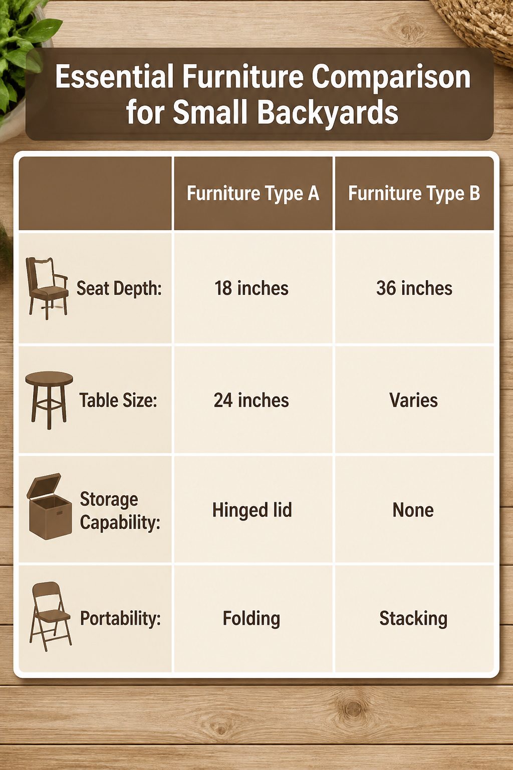 Compact outdoor furniture designed for small backyards.