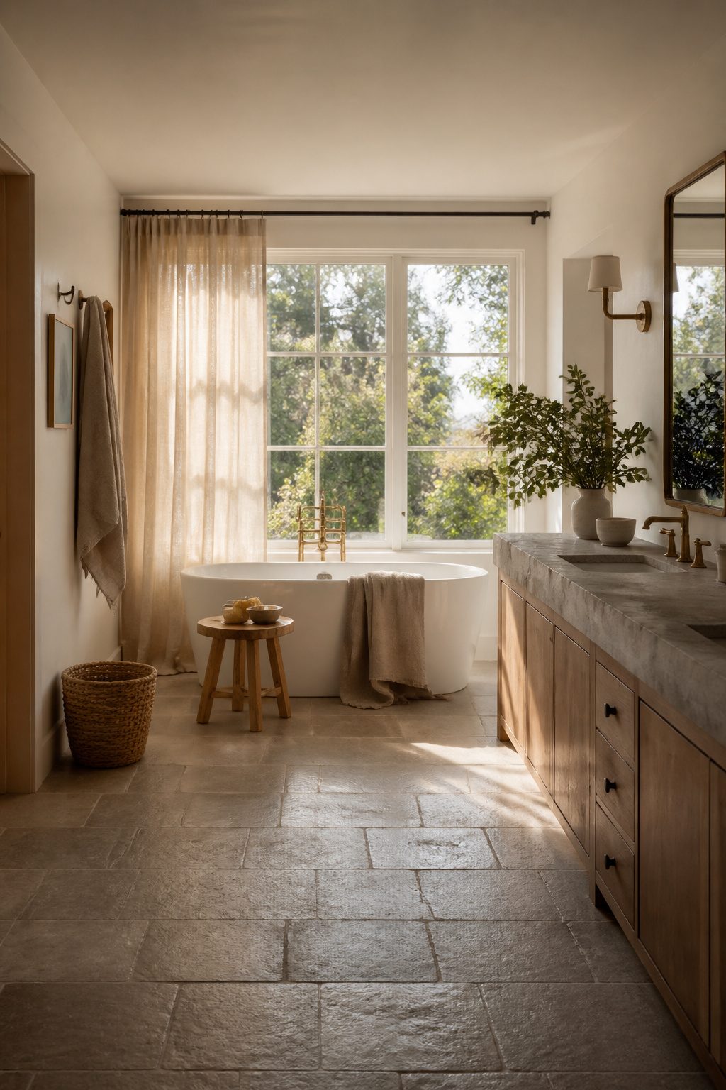 5 Martha Stewart Bathroom Ideas That Balance Clean Style With Personality 5 Bright bathroom with natural light coming from a window above the tub.
