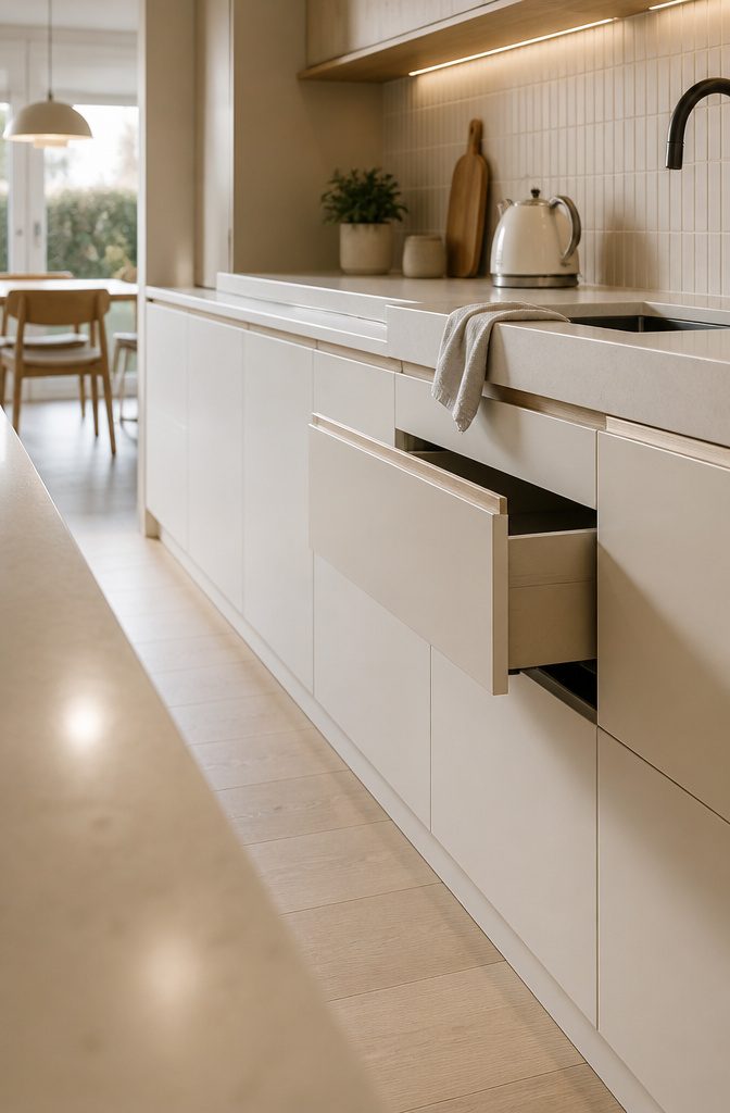 Kitchen Cabinets Without Handles: 7 Ways to Open Them 2 Kitchen cabinet fronts without knobs or protruding handles